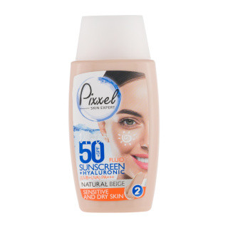 کرم ضد آفتاب رنگی پیکسل با SPF50 مناسب پوستهای خشک، نرمال و حساس حجم 50 میلی لیتر رنگ بژ طبیعی