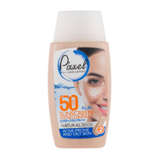 ضد آفتاب رنگی پیکسل با Spf50 مناسب پوست چرب و جوش دار حجم 50 میلی لیتر رنگ بژ طبیعی