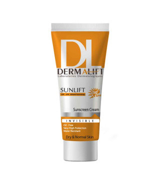 کرم ضد آفتاب بی رنگ درمالیفت با SPF50 مناسب پوست خشک حجم 40 میلی لیتر