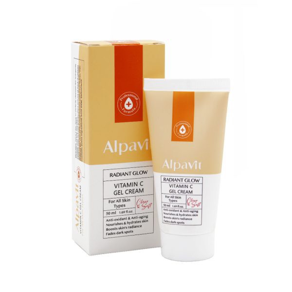 ژل کرم تغذیه کننده پوست آلپاویت مدل Radiant Glow حاوی ویتامین سی و فولیک اسید 50 میلی لیتر