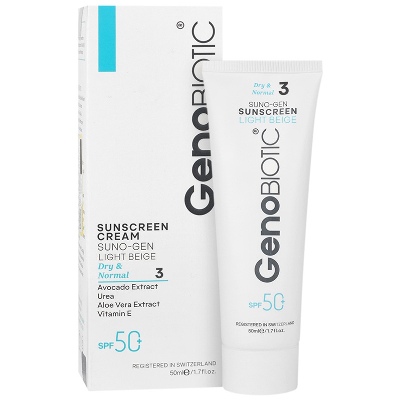 ضد آفتاب رنگی پوست خشک بژ روشن SPF50 ژنو بایوتیک {03.light beige}