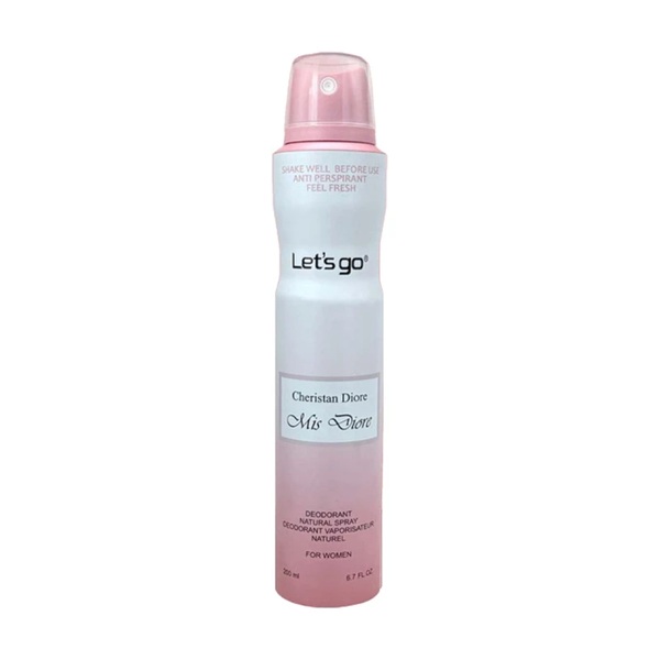 اسپری خوشبو کننده بدن زنانه lets go لتس گو مدل miss dior حجم ۲۰۰ میلی لیتر